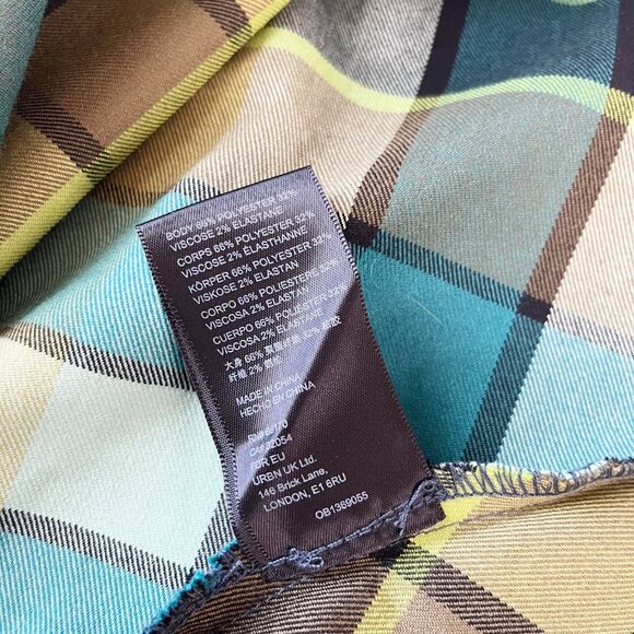 NEW Urban Outfitters Keya Plaid Eye & Hook Mini Dress Green Multi - Size Medium - Picture 4 of 7